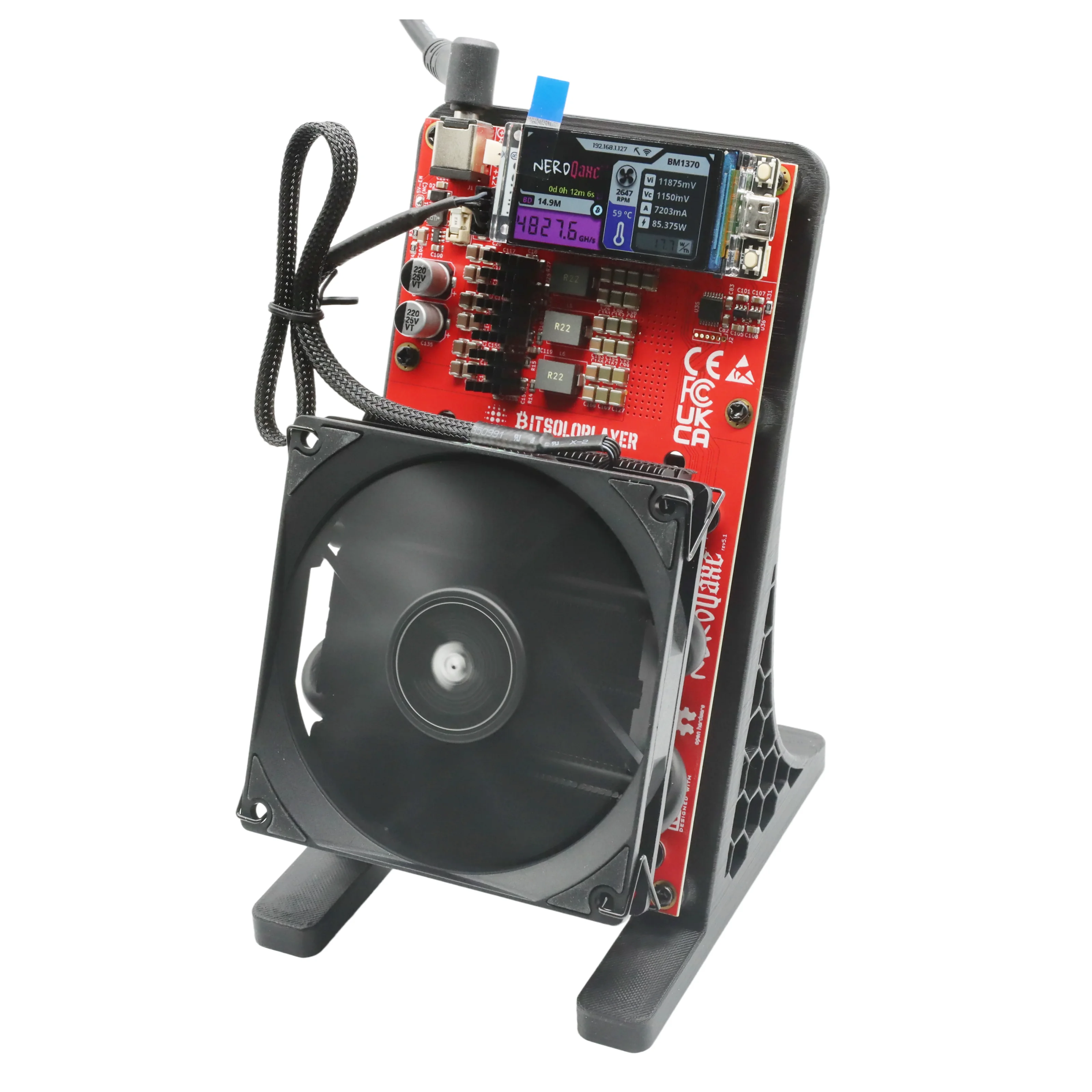 WLAN Miner NerdQaxe++ Bitcoin Miner 4,8 TH/s – 68 Watt Verbrauch | Mit 4x  BM1370 Chips & WLAN ASIC Miner 4,8 TH/s