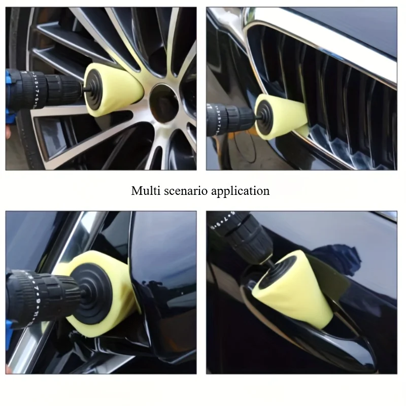 3pcs Car Hub Polishing Sponge Grinding Head Metal Plastic Grinding Conical Sponge Polishing Sponge Wheel