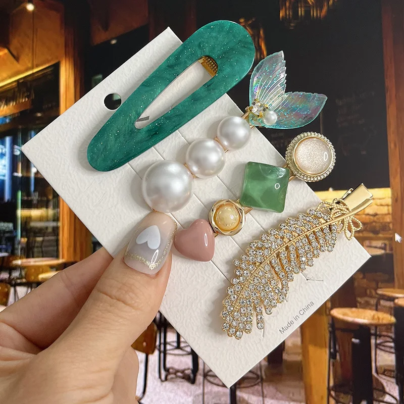 1 Set Mode Perle Acryl Haars pangen für Frauen Mädchen geometrische Haars pangen Haarnadeln Haargriffe Kopf bedeckung Haarschmuck – Detail 10