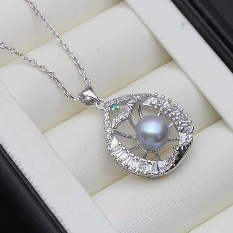 Silver Necklace Real 925 Silver Pendant With Pearl Women Natural Freshwater Pearl Necklace
