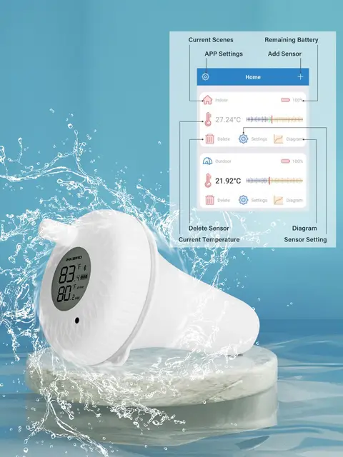 Thermomètre Numérique Flottant Sans Fil, Pour Piscine Et Jacuzzi,  Télécommande - Température Instruments - AliExpress