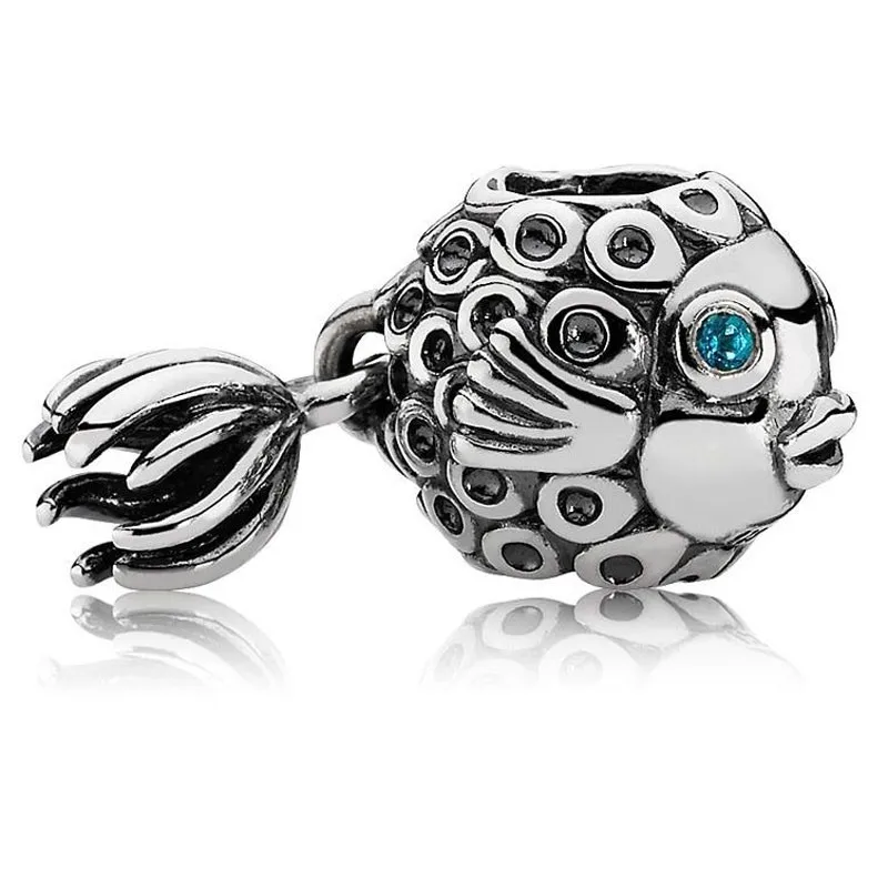 

Authentic 925 Sterling Silver Moments Splish Splash Fish Deep Topaz With Crystal Charm Fit Pan Bracelet & Necklace Jewelry