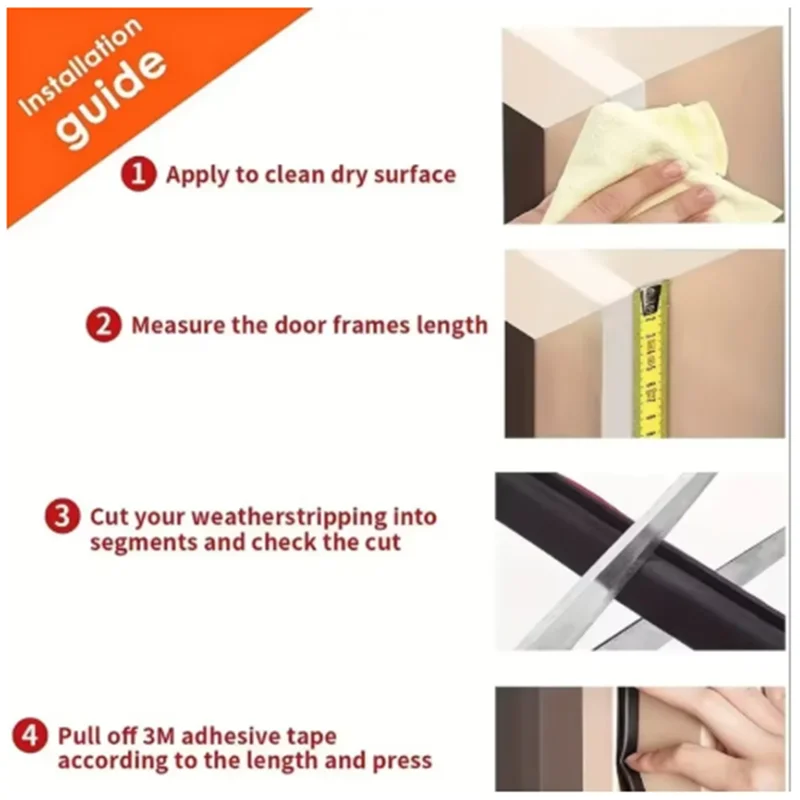 Weatherproof Soundproofing Self-Adhesive Door and Window Seal Strip - D-Shape, 6M Length