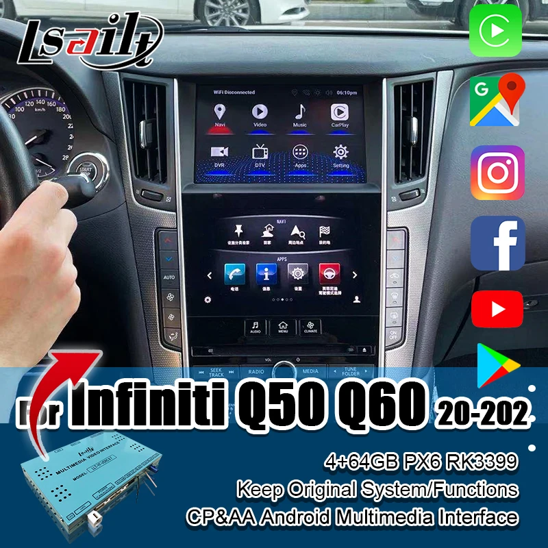 

Мультимедийный интерфейс Lsailt CP AA для Infiniti Q50, Q60, 2020-2022, Armada Pathfinder, Автомобильный видеоинтерфейс