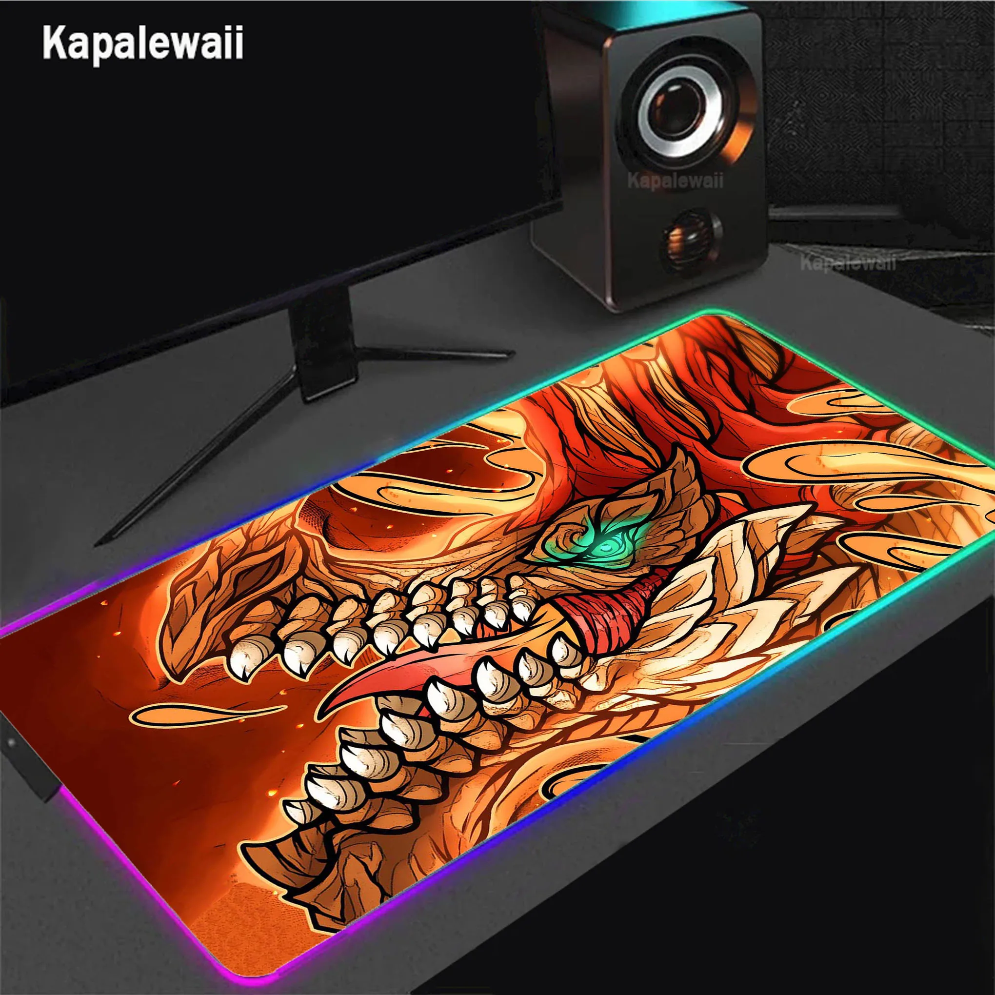 

LED Gamer Mousepad Large RGB Monster Hunter Gaming Mouse Pad Computer Keyboard Pads Locking Edge Mouse Mat XL Anti-slip Desk Mat