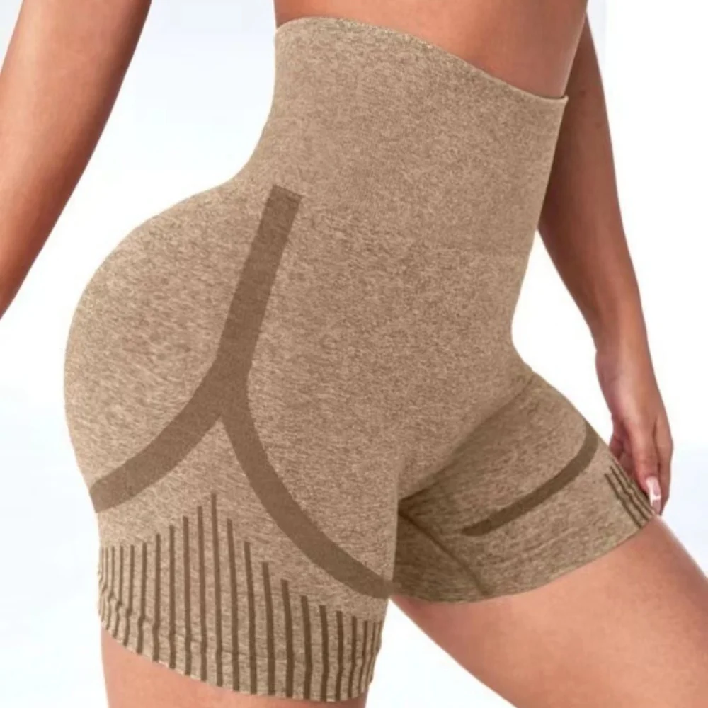 Women Seamless Sports Yoga Shorts High-Waist  Workout Impact Gym Clothes Jogging  Push-Up Scrunch Butt Yoga Shorts holes 4