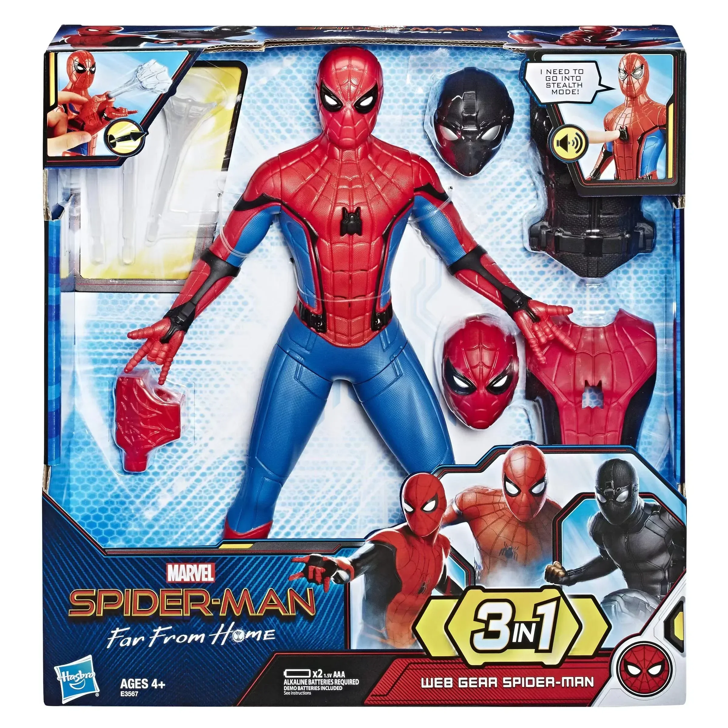 thumbnail image 1 of Figura de acción 3 en 1 de Spider-Man: Far From Home de Marvel original de lujo con sonido y Web Gear, juguete de regalo de Navidad para niños, 1 of 4