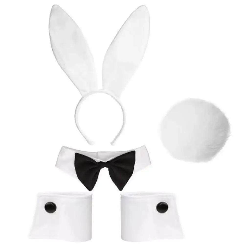 Plush Grey Rabbit Ear Headband with Earrings - Cosplay & Dress-Up Accessory