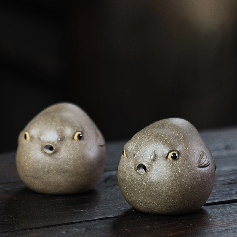 

Ceramic Puffer Fish Ornaments Statue India Yoga Tea Pet Ornament Purple Ceramic Crafts Home Decor