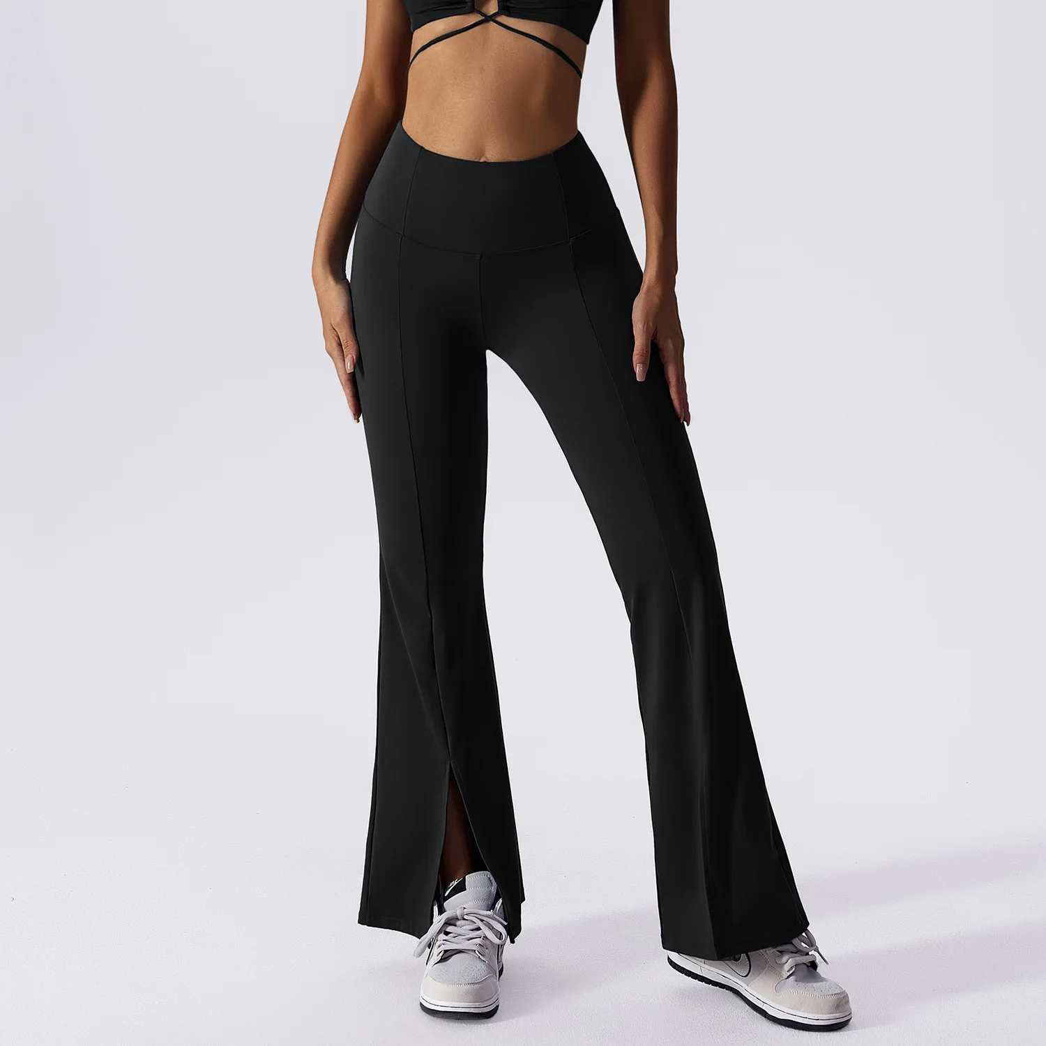 

MODITIN Women Sports Pants 2023 Pretty High Waist Flare Leg Chic Design Gym Clothes Comfortable Casual Workout Running Wear