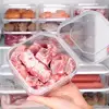 Home Refrigerator Dumpling Box Rectangular Plastic Sealed Storage Box Food Crisper Box with Lid Food Crisper Fresh Spacer Clear 5