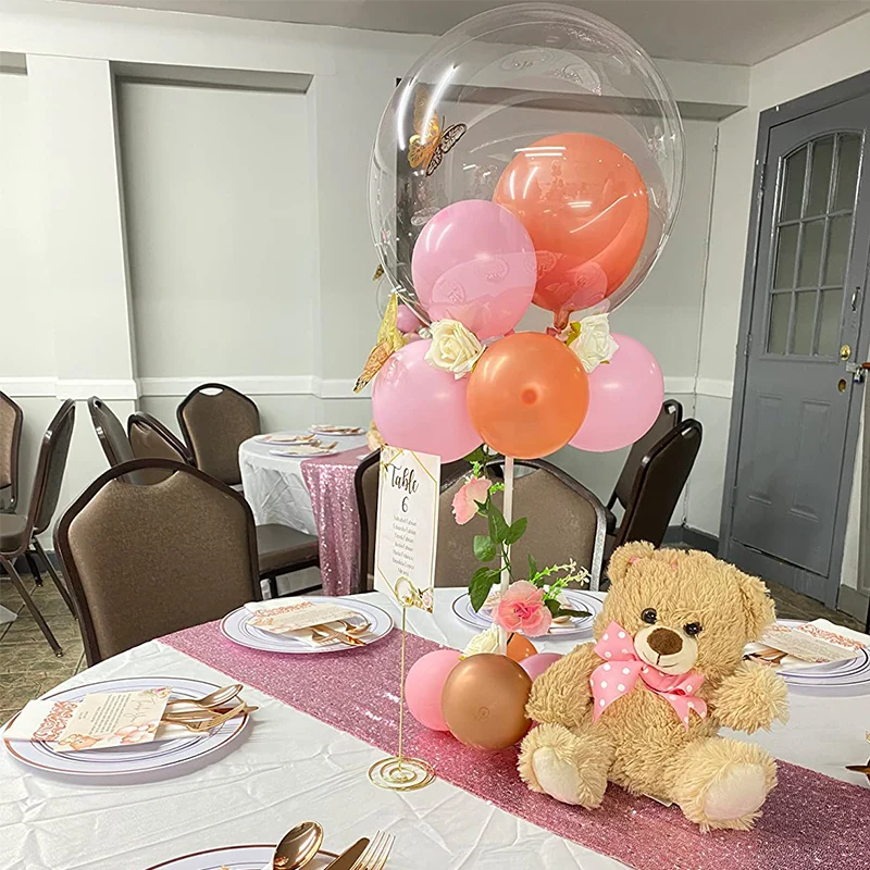 Balloon Stand Kits Balloon Sticks Self-stick Base Desktop Stand Wedding Birthday Baby Shower Party 5Set