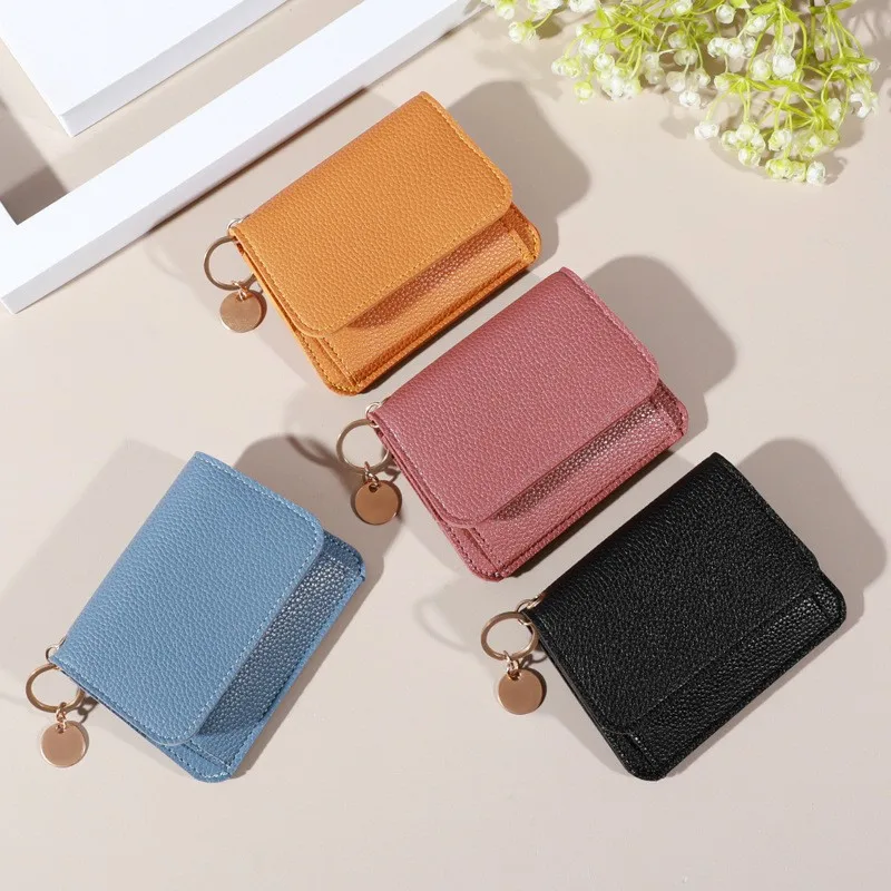 Vintage Solid Color Minimalist Bifold Wallet with Snap Closure