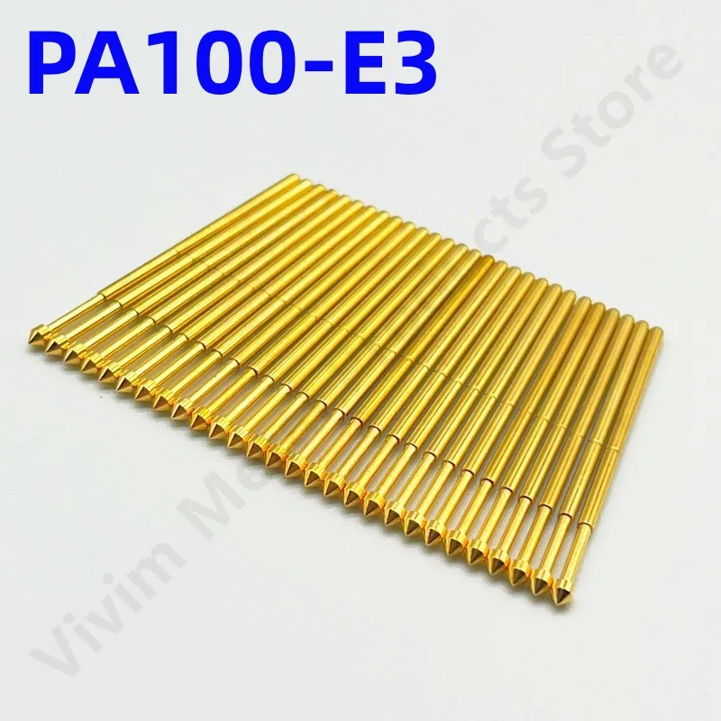 100 Stuks PA100-E3 Veertest Sonde PA100-E Testpen P100-E P100-E3 Testgereedschap 33.35Mm 1.36Mm Naald Gouden Punt Dia 1.80Mm Pogo Pin