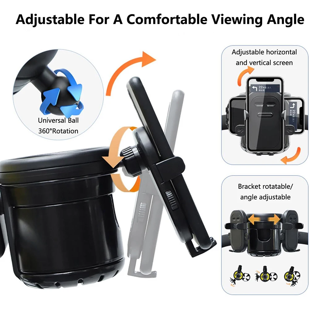 Stroller accessories Pram cup holders Stroller cup holder 3 In 1 Baby Stroller Cup Holder Adjustable 360&deg; Rotation Phone Drink Milk Bottle Holderfor Universal Pram Wheelchair Accessoris
