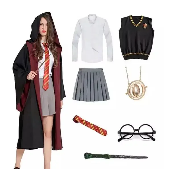Hermione Granger Costumi Slytherin Uniformi Scolastiche Ragazze Maic Robes Mantello Cravatta Sciarpe Porter Quidditch Costume Di Halloween Regali