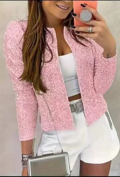 Blazer Femme Chic Et Élégant - Veste De Travail Manches Longues En Polyester