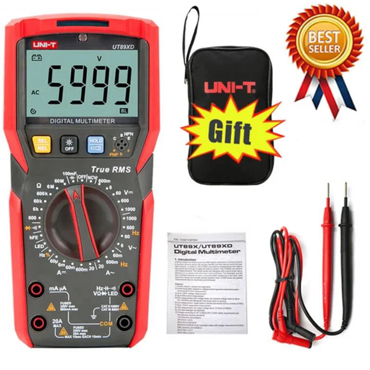 Multimetro UNI-T UT89X TRMS Con NCV Tester - Misura Tensione, Corrente, Capacità E Temperatura
