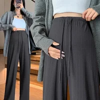 New Maternity Pants Spring, Autumn and Summer Wide-Leg Pants Without Belly Support Drawstring Straight Wide-Leg Trousers 2