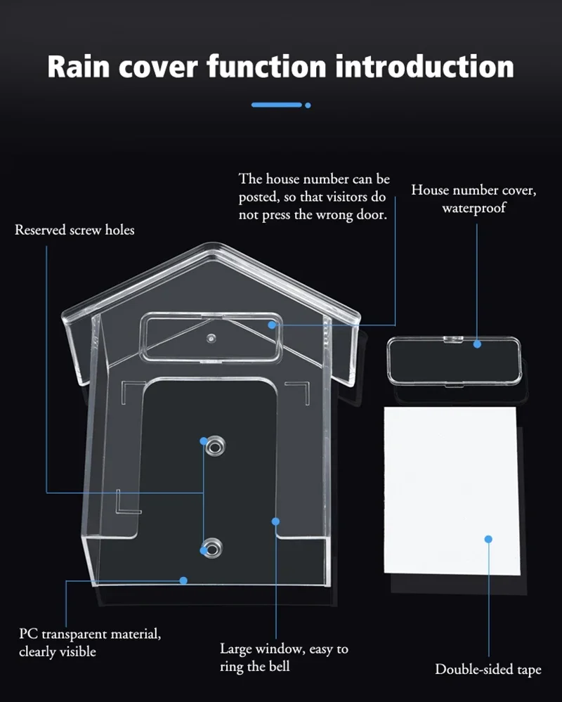Wireless Doorbell Waterproof Cover Outdoor Transparent Rain Cover Protective Box