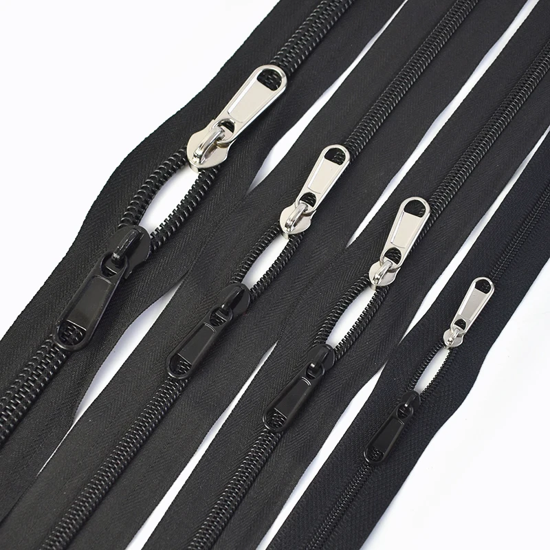 No.3 black PVC waterproof zippers with sliders for tent No.5 outdoor  clothing waterproof zipper with sliders for zipper for bags