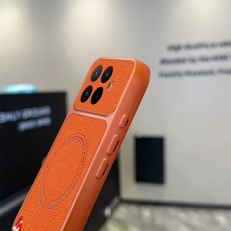 Luxury Leather Texture Magnetic Wireless Charging Shockproof Bumper Case