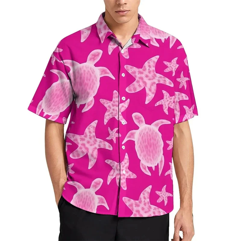 thumbnail image 1 of Blusas hawaianas con estampado 3D de tortugas marinas, camisas de playa con estampado 3D de estrellas de mar y animales para hombre, ropa de vacaciones, camisetas Y2k para hombre, 1 of 5