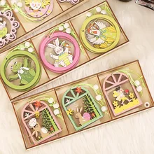 

LuanQI 9Pcs Easter Painted Wooden Hanging Pendants Rabbit Eggs Ornaments Easter Bunny Crafts Party Decoration DIY Supplies