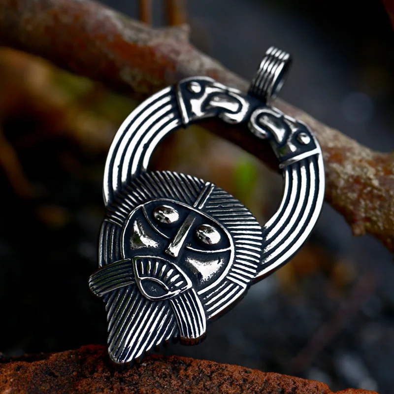 BEIER 2023 New Style Stainless Steel Viking Celtic Odin Vegvisir Pendant Viking Double Raven Pattern Jewelry For Men Gift