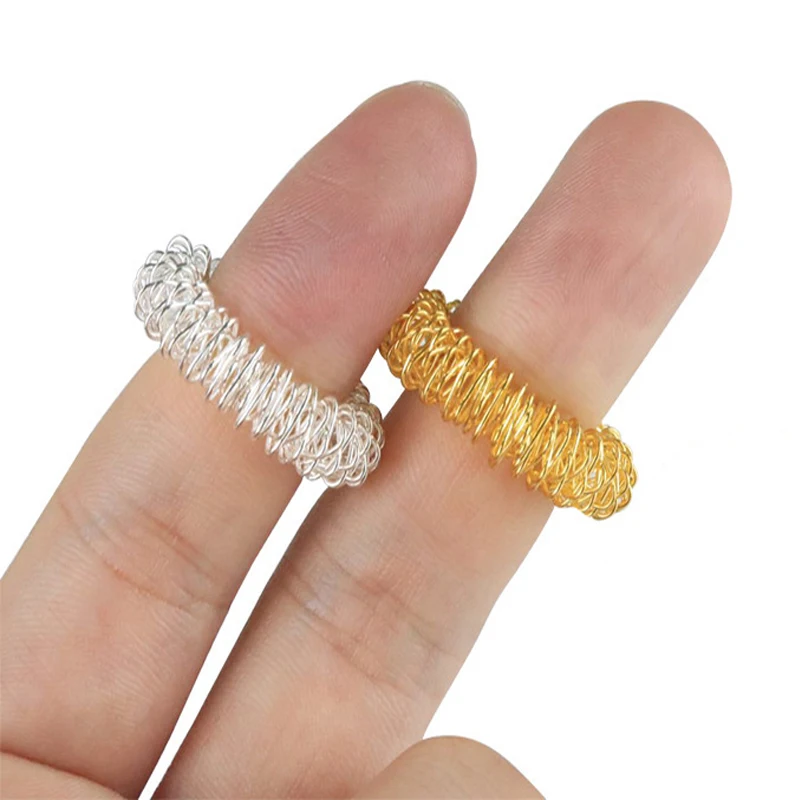 Spiky Sensory Finger Rings 1/5/10 PCS Flexible Alloy Spring Finger Massager Ring Toy Accupressure Pressure Loop Ring 2