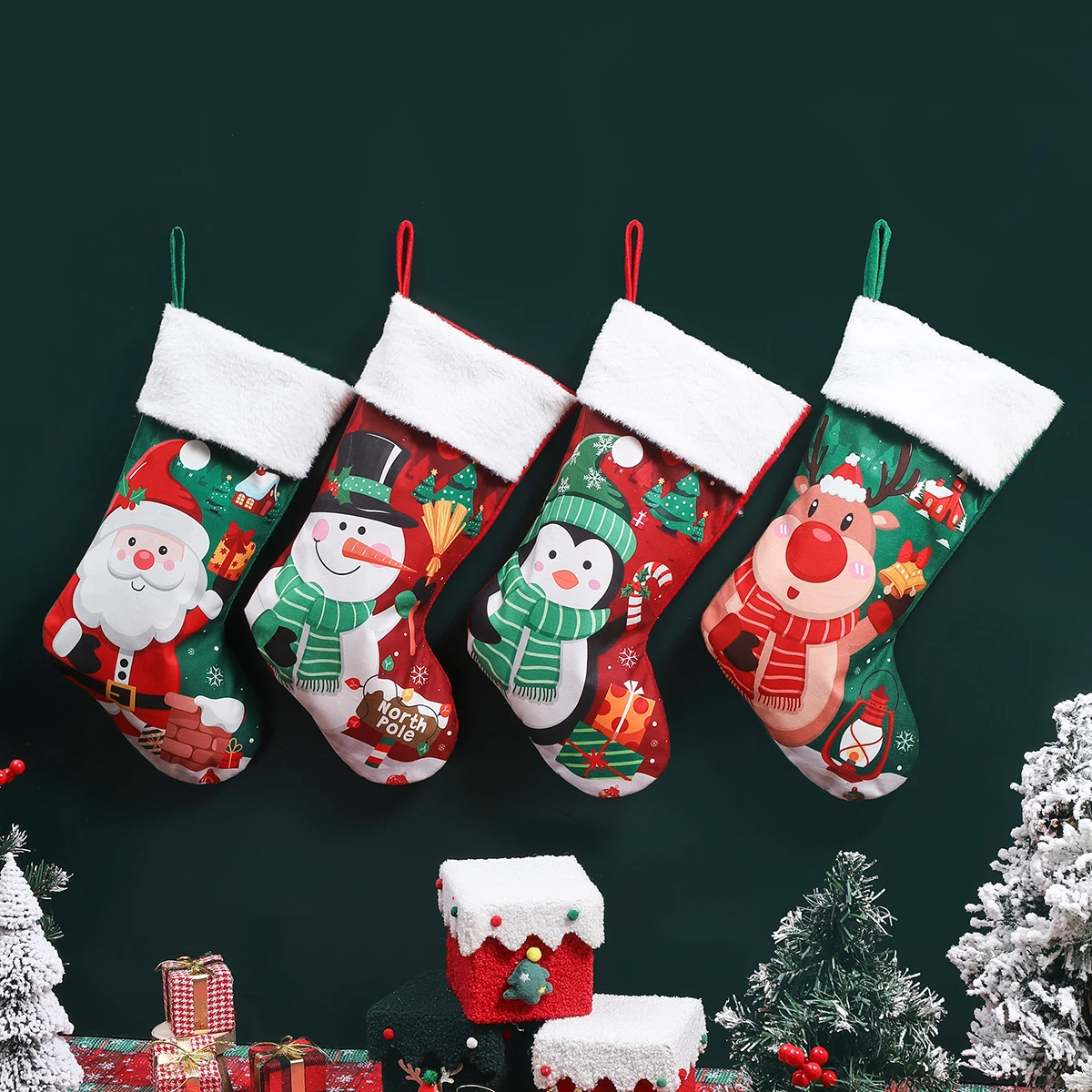 Christmas decoration, holiday party supplies, Christmas stockings ornaments, fireplace decorations, home window display props 2