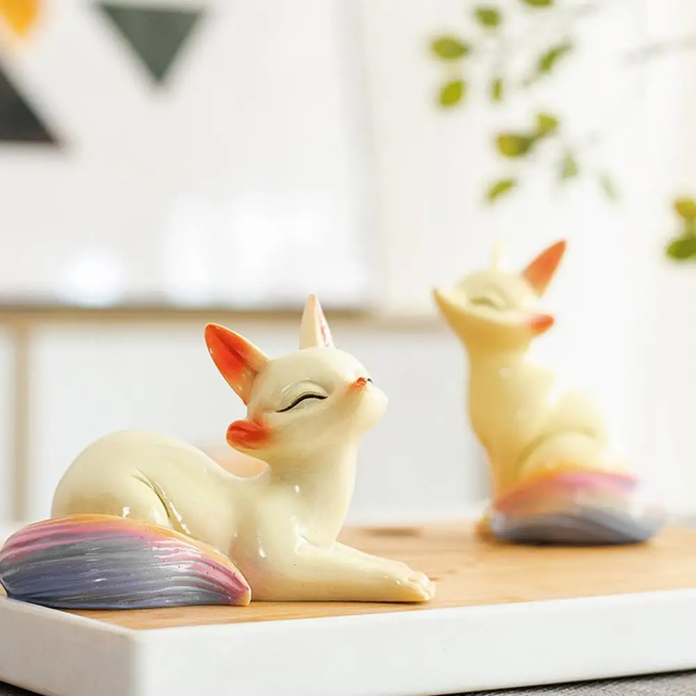Fox Figurine tea pet ornaments Handcrafted Color Changing Fox Tea Pet