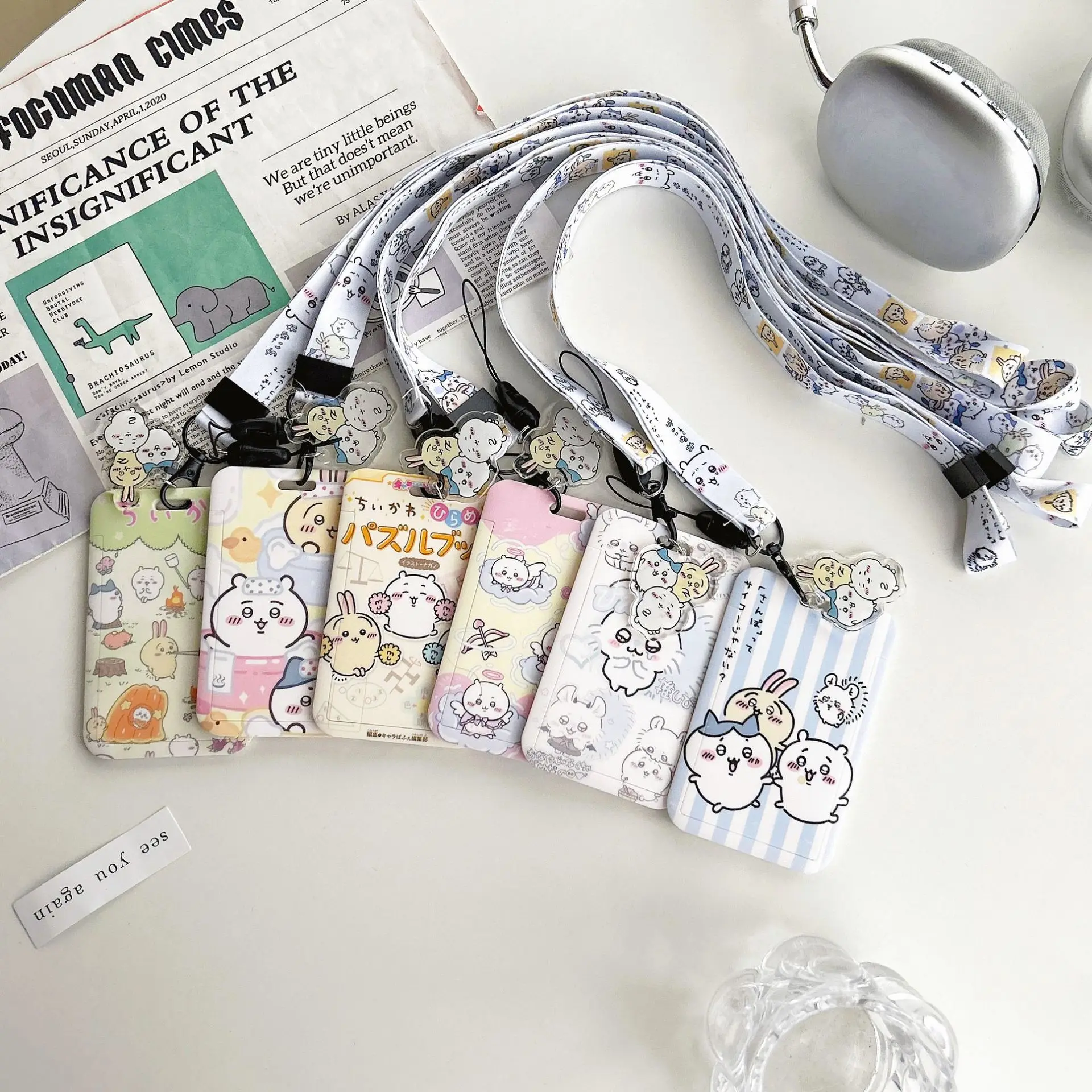 New Chiikawa Acrylic Card Sleeve Cute Student Slide Anime Hachiware Usagi ID Campus Cards Protective Sleeves Gift for Children