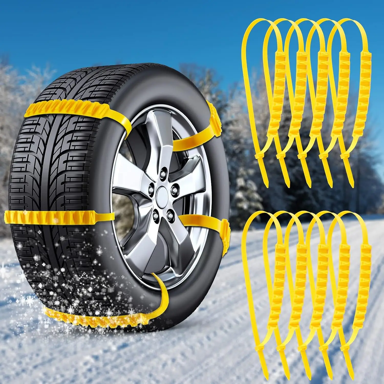 

10 Pcs Emergency Anti Skid Car Tire Chains Mud Survival Security Multi Function Snow Universal Cable Belts Traction Tyres