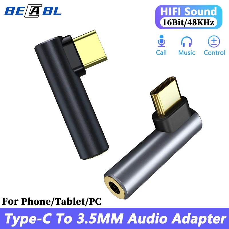 Elbow USB Type C To 3.5mm Aux Adapter Samsung Galaxy S23 Ultra Oneplus Ace 2 Pro Huawei Mate60 Earphone Jack Audio Connector
