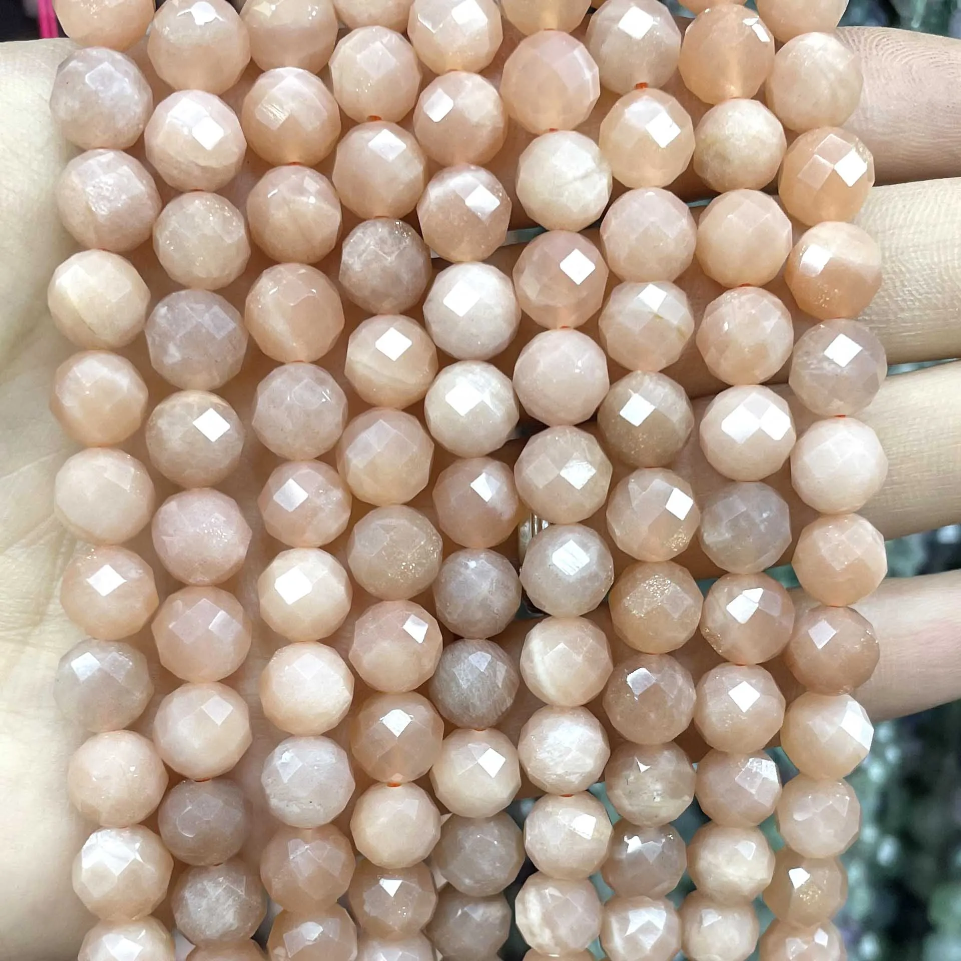 천연 면 선스톤 월장석 보석 느슨한 스페이서 비즈, 쥬얼리 제작, DIY 패션 팔찌, 6mm, 8mm, 10mm, 7.5 인치