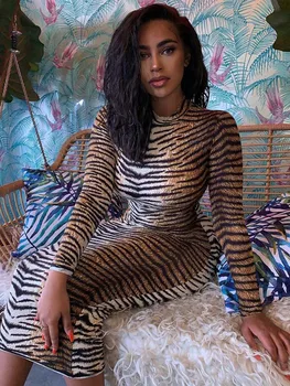 sexy dress fitting long sleeves with leopard print autumn winter women streetwear festival dresses for parties 1