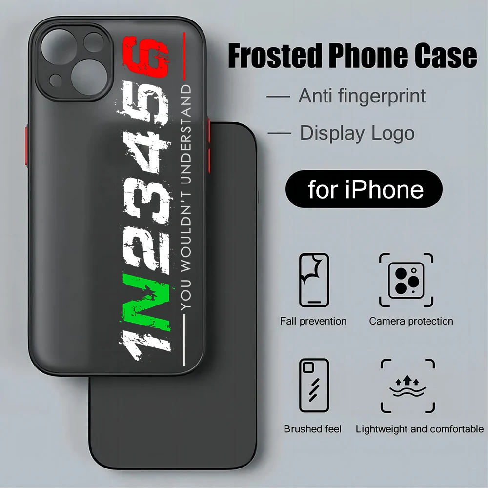 thumbnail image 1 of Funda de teléfono de lujo para motocicleta, cubierta trasera transparente mate para iPhone 15, 14, 13, 12, 11, Mini Pro Max, X, XR, XSMax, 7, 8 Plus, 1N23456, 1 of 5