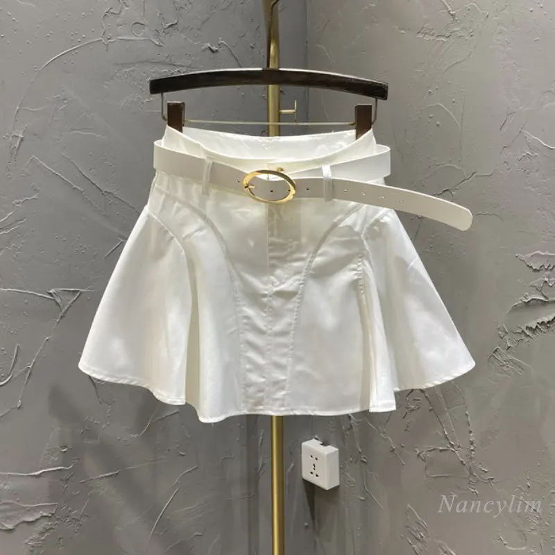

Korean Style Short White Skirt Women 2023 New Summer High Waist Hot Girl A- Line Irregular Pleated Skirts Girls Students Femme