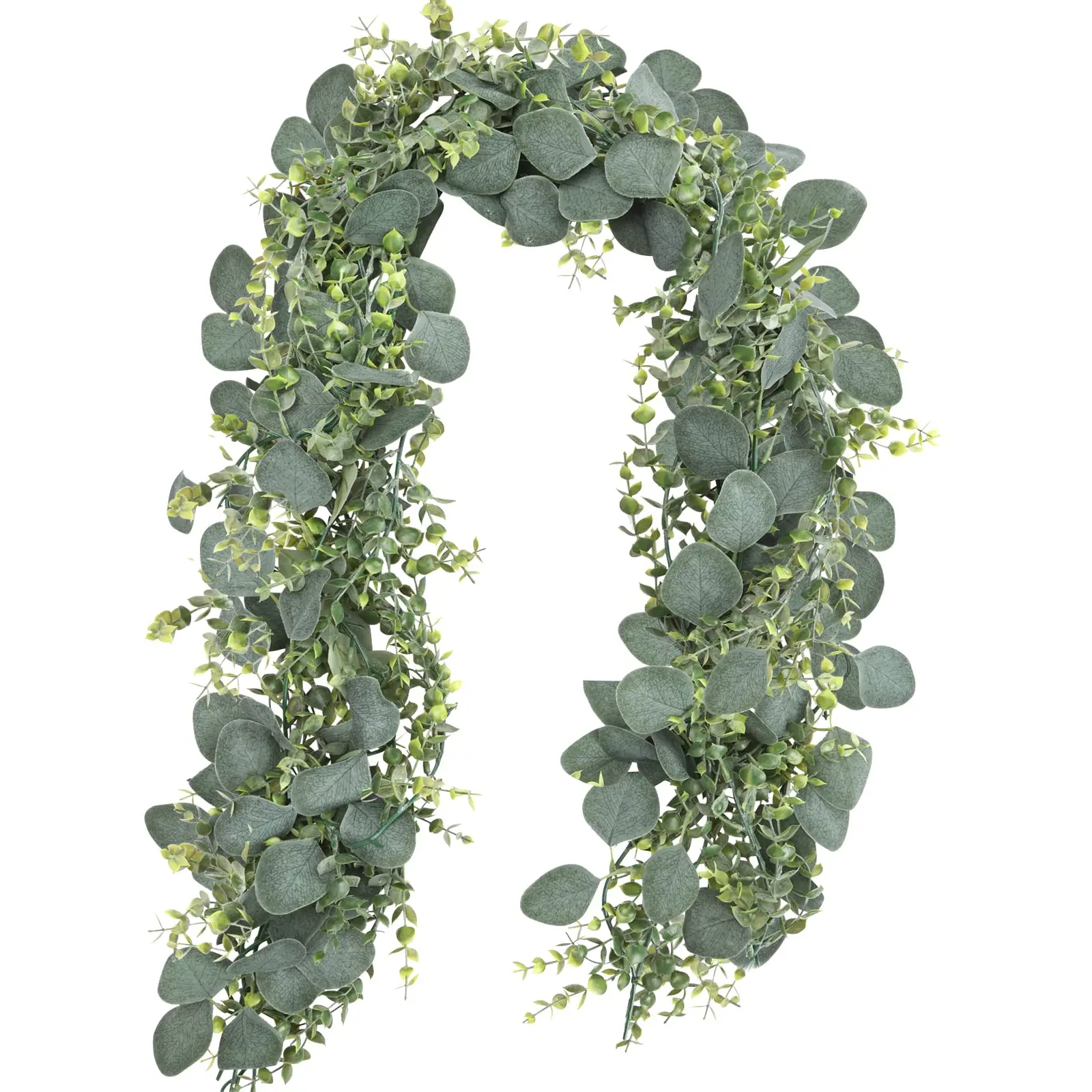 

Artificial Eucalyptus Garland for Home Party Decor, Fake Silver Dollar, Greenery Vines, Table Runner, 2 Pack