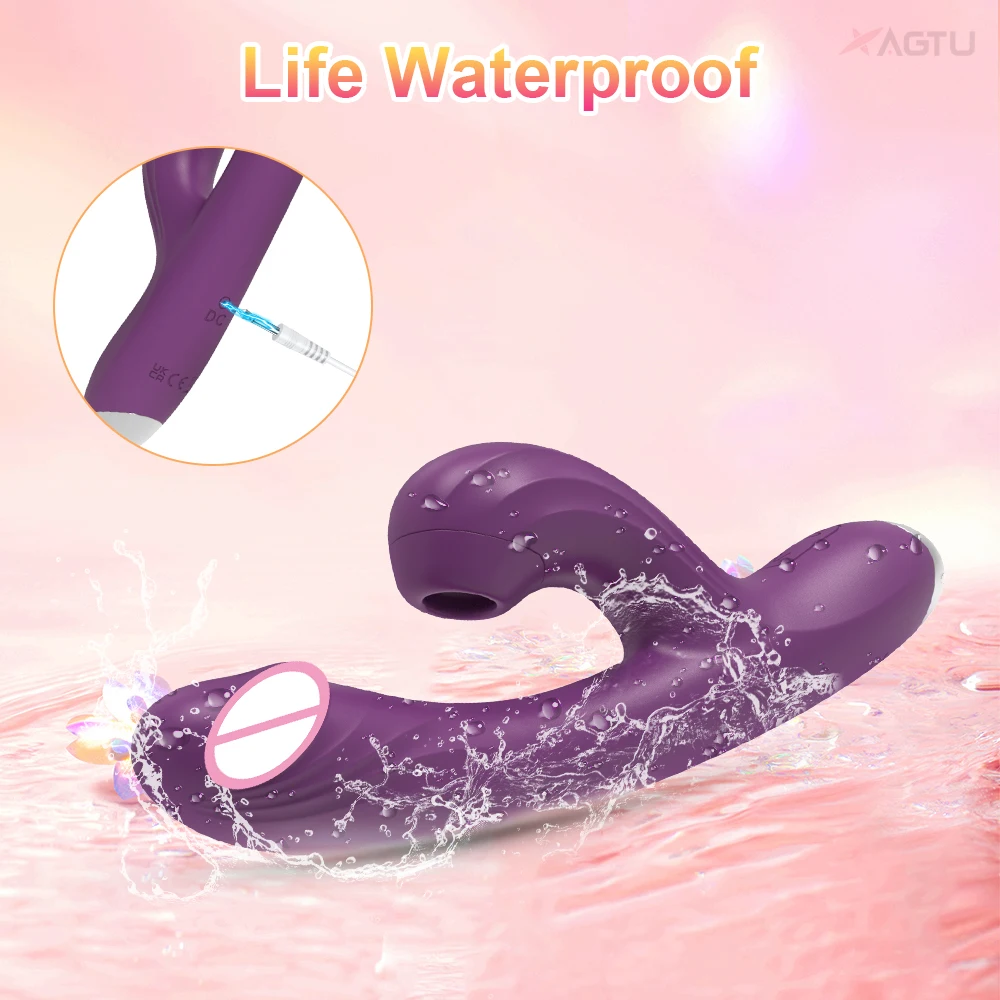 Clit Sucker Vibrator 2 in 1 Dildo For Women G-Spot Clitoris Vacuum Stimulator Heating Female Sex Toy