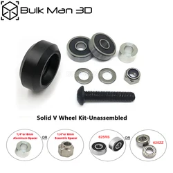 1/2/10/50Sets High Quality Delrin Solid V Wheel Kit(Unassembled) with 625ZZ /625RS Bearings for V-Slot Rail,3D Printer Parts