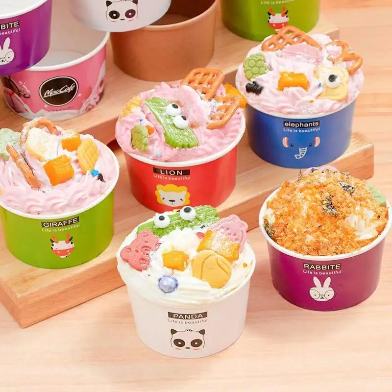 50PCS Paper Cups Birthday Party Favors Dessert Cup High Quality Cartoon Ice Cream Bowl 100ml Small Round Disposable