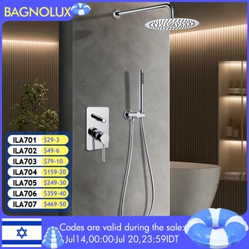 Rubinetto per doccia a pioggia da 8-16 pollici Set completo in ottone massiccio con sistema miscelatore per doccia da bagno stile piastra quadrata portatile montato a parete 1