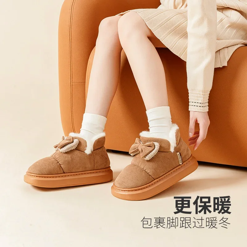 Platform Cotton Slippers 2023 Couple Tube Thick Winter Warm Snow Boots Women's Cotton Slippers Bag Winter Indoor Home Slippers