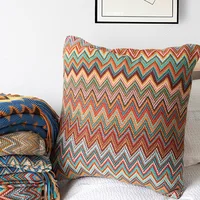 Taie d'oreiller floquée Boho, housse de coussin, doux, orange, vert, décoration de la maison, salon, chambre à coucher, 45cm, 45cm 1
