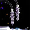 Wisteria flower earrings  Long versatile stylish Purple zircon design 1