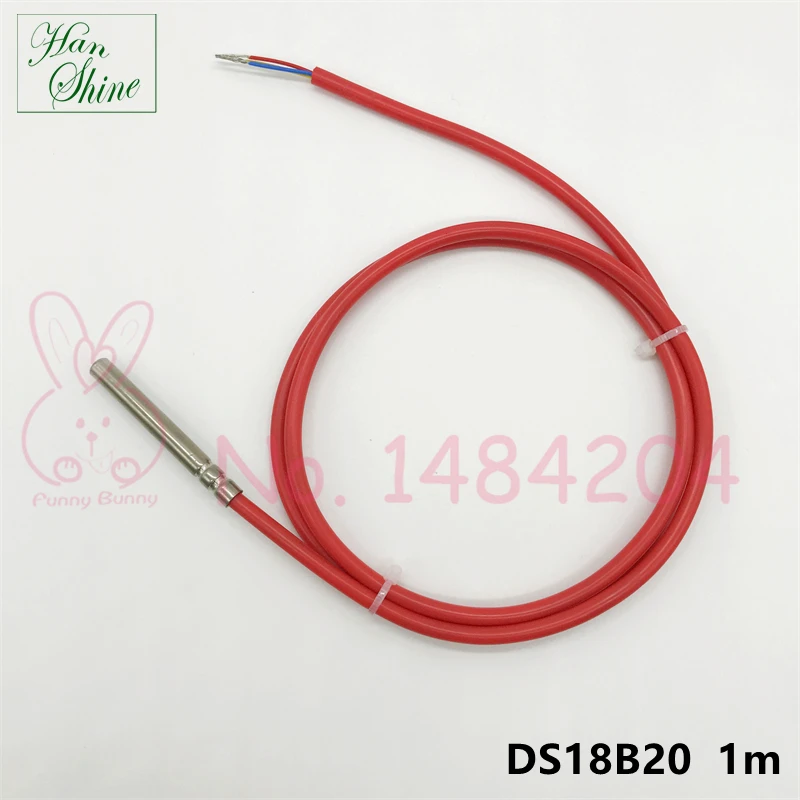 DS18B20 Waterproof Digital Temperature sensor 6mm * 50mm Stainless Steel Probe 18b20 1m 2m 3m 5m Silicone Cable