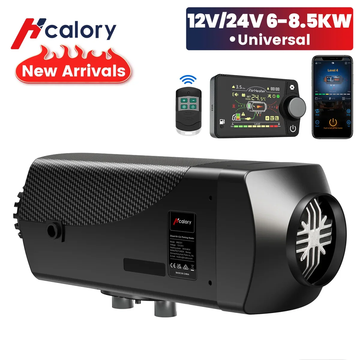 Hcalory 12V&24V 6-8.5KW Car Parking Diesel Air Heater 10L Tank LCD