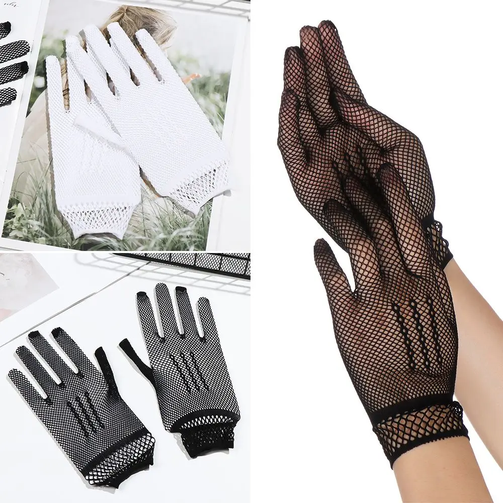 1pair Women Summer Uv proof Driving Gloves Mesh Gloves Nylon